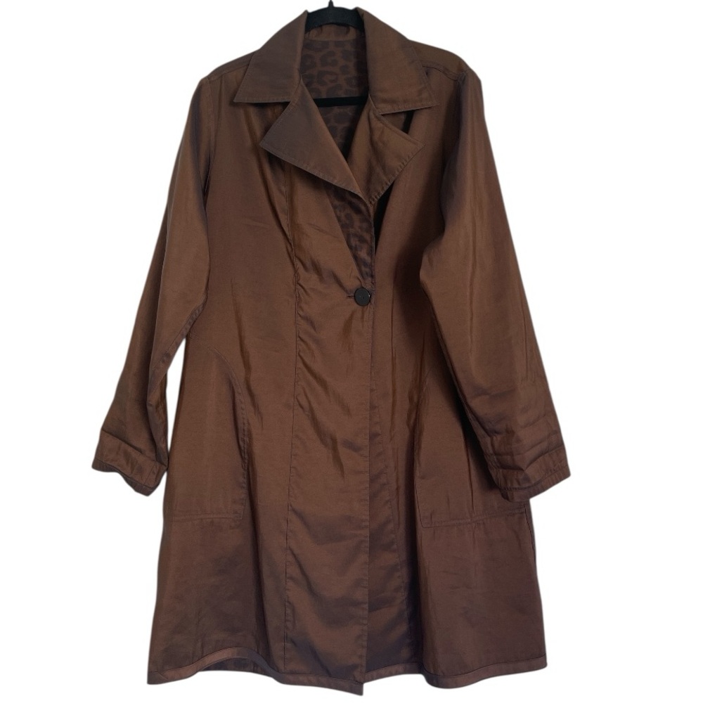 Mycra PAC Brown And Black Leopard Print Reversible Rain Coat - Picture 3 of 8